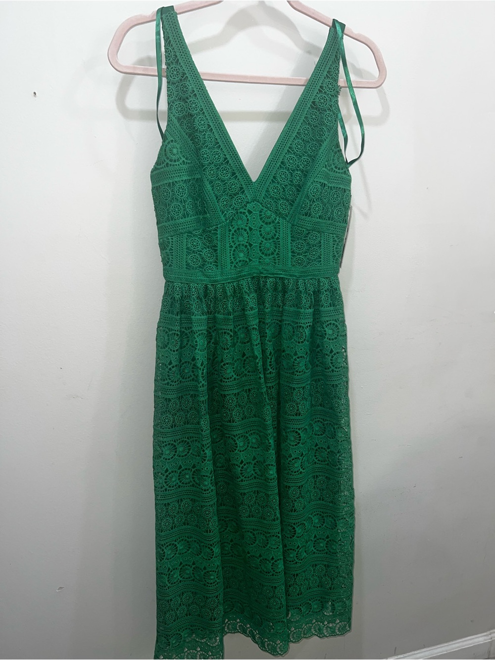 ANTONIO MELANI Emerald Green Lace Midi Dress